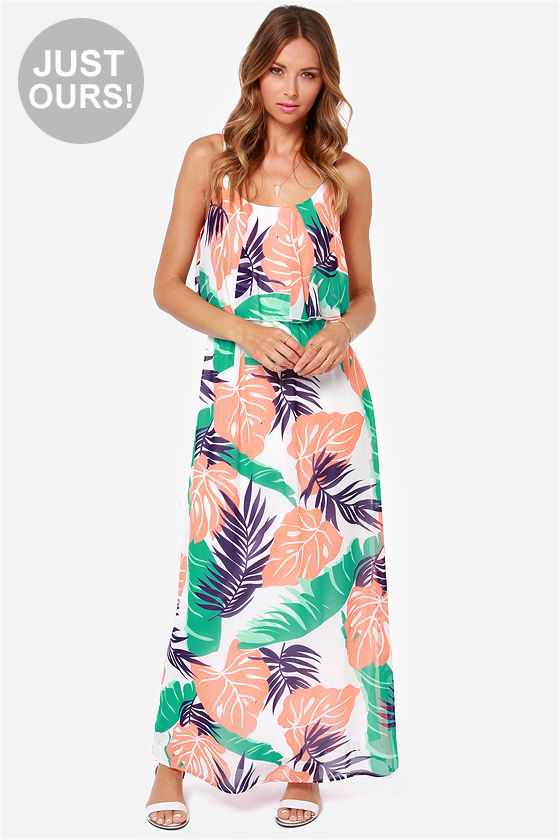 Tropical Leaf Print Maxi Dress Shop, 57 ...