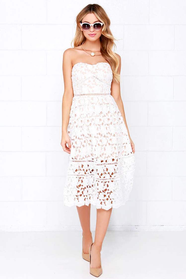 pinnacle of prestige ivory lace midi dress Ivory Lace Inset Midi Dress XL