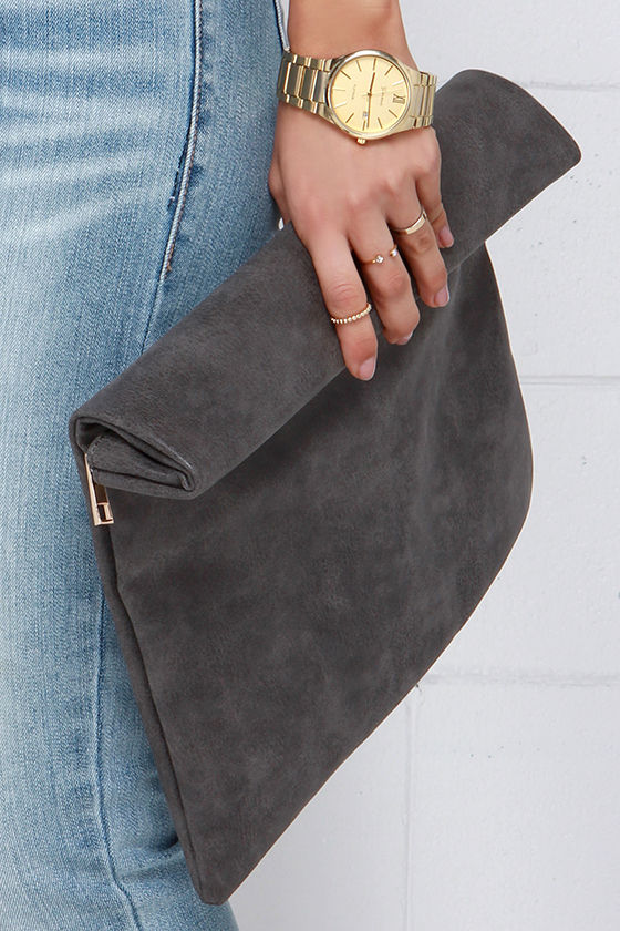 Cute Grey Clutch Grey Purse Roll Clutch Vegan Purse 36.00 Lulus