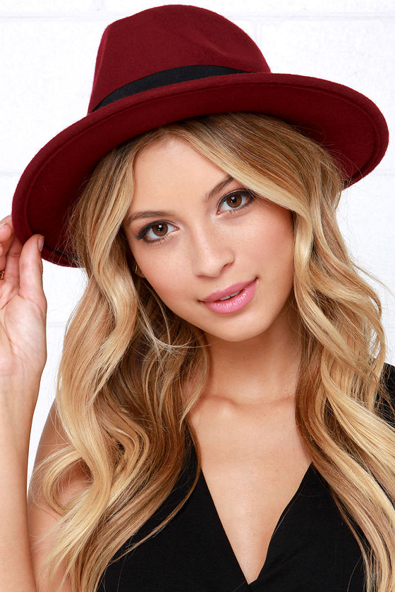 Burgundy Hat Wool Hat Fedora Hat 36.00 Lulus