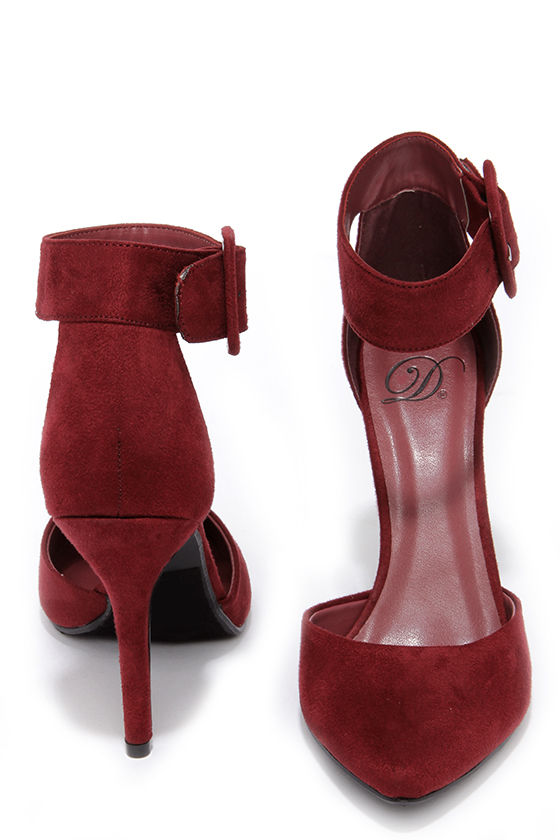 burgundy pointed heels