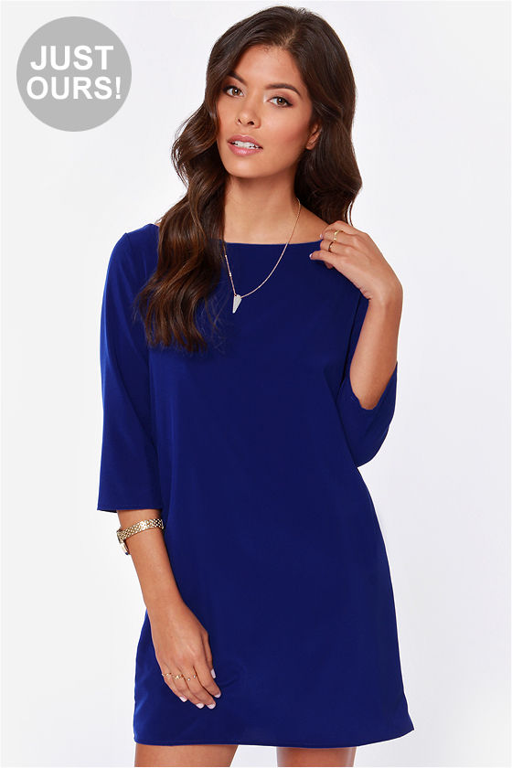 blue shift dress