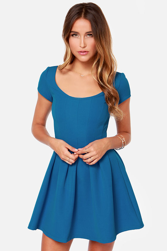 Cute Blue Dress - Skater Dress - Fit and Flare - $43.00 - Lulus