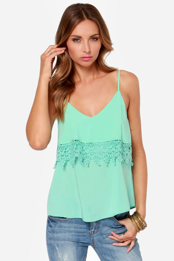 Pretty Mint Top - Tank Top - Tiered Top - Lace Top - $34.00 - Lulus