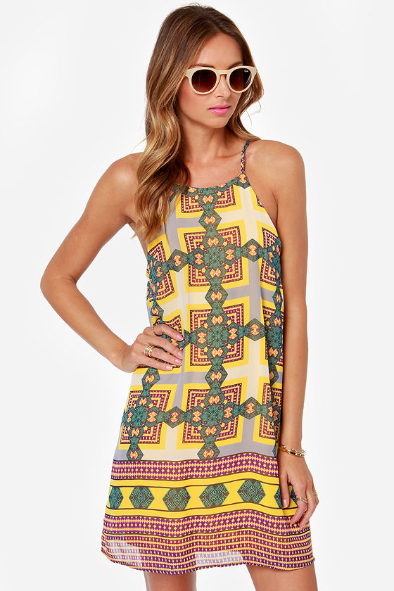 Cool Print Dress - Yellow Dress - $40.00 - Lulus