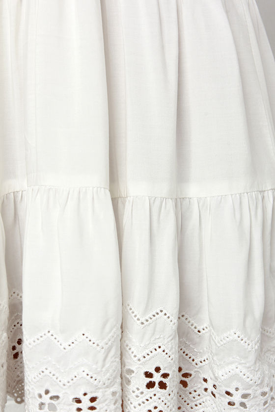 Ivory Dress - Embroidered Dress - White Dress - $49.00