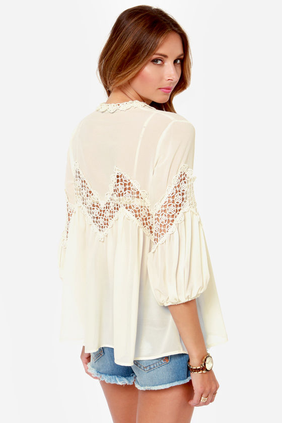 Cream Lace Top main image 1