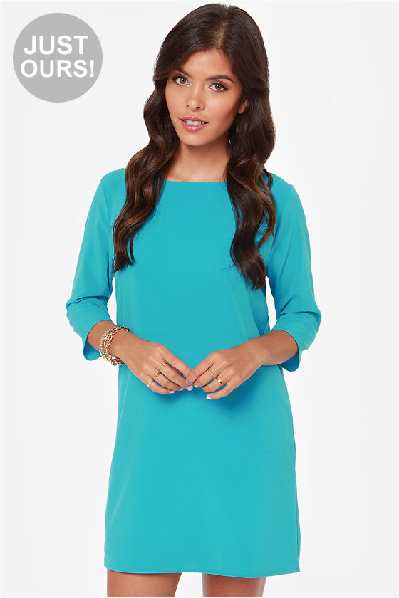 Pretty Bright Blue Dress - Shift Dress - $39.00 - Lulus