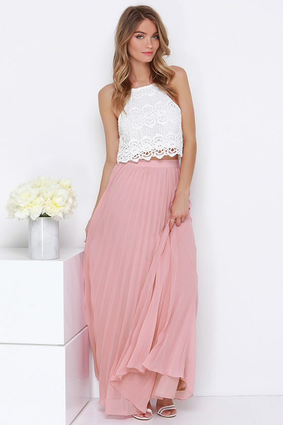 Blush Skirt - Pleated Skirt - Maxi Skirt - $64.00 - Lulus