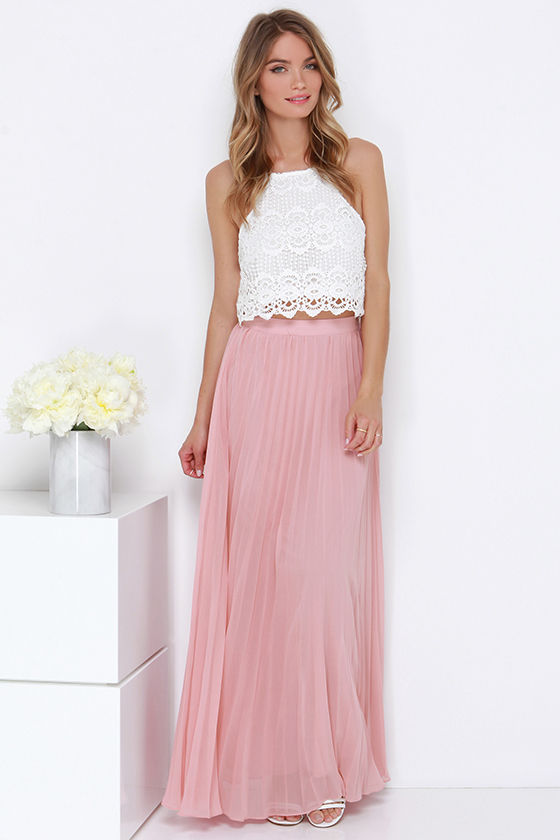 blush colored maxi skirt