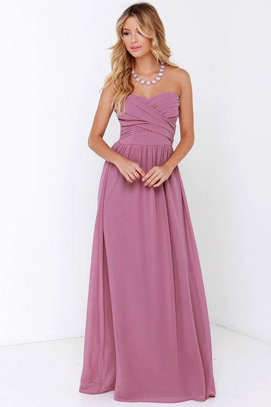 Lovely Mauve Dress - Strapless Dress - Maxi Dress - $68.00 - Lulus