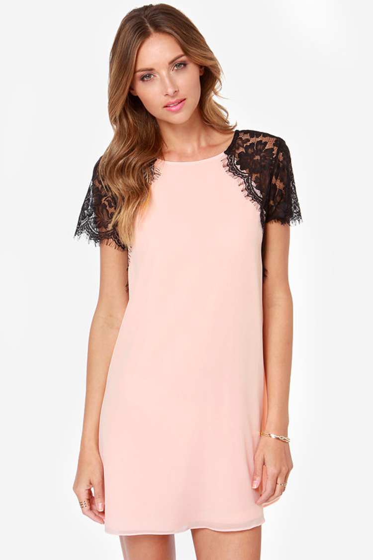 black and peach lace dress TFNC Lava Dress - Peach Dress - Lace Dress - $71.00