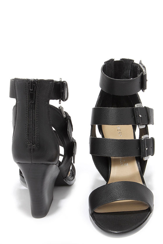 Cute Black Heels - High Heel Sandals - Caged Heels - $99.00