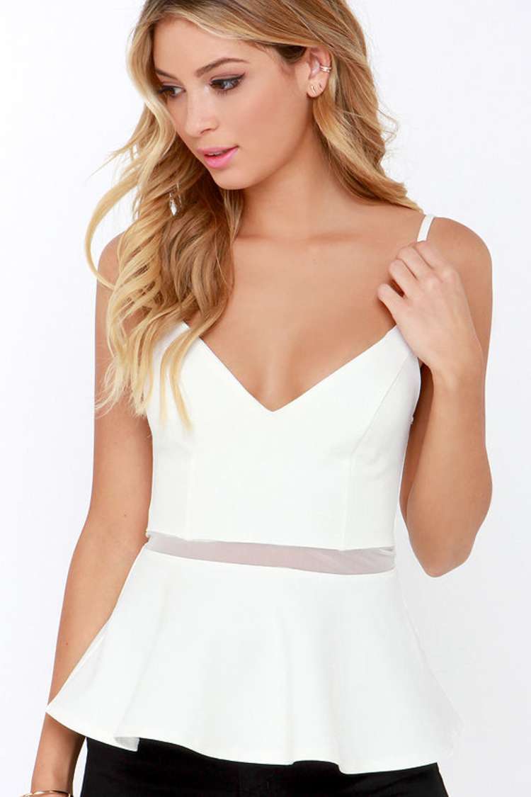 open lace back dress Women's Shelly Peplum Extended Flap Mesh Mini Set S/M/L Off White Mean Blvd Off White / Customize