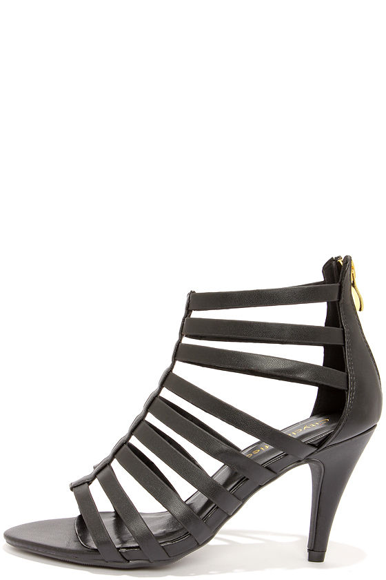 caged peep toe heels
