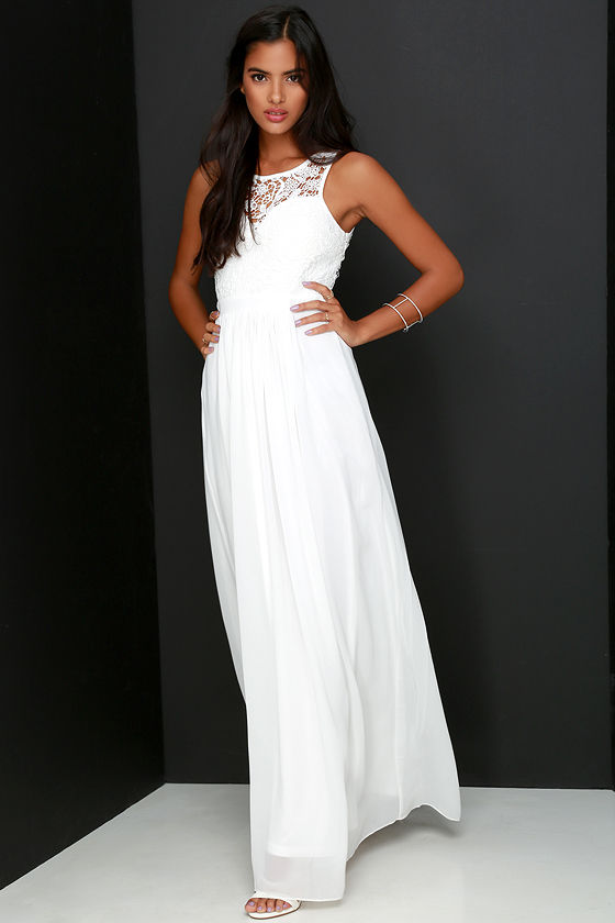 Lovely Ivory Dress - Lace Dress - Maxi Dress - Backless Dress - $68.00