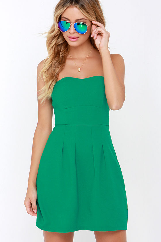 Classy Knoll Green Strapless Dress