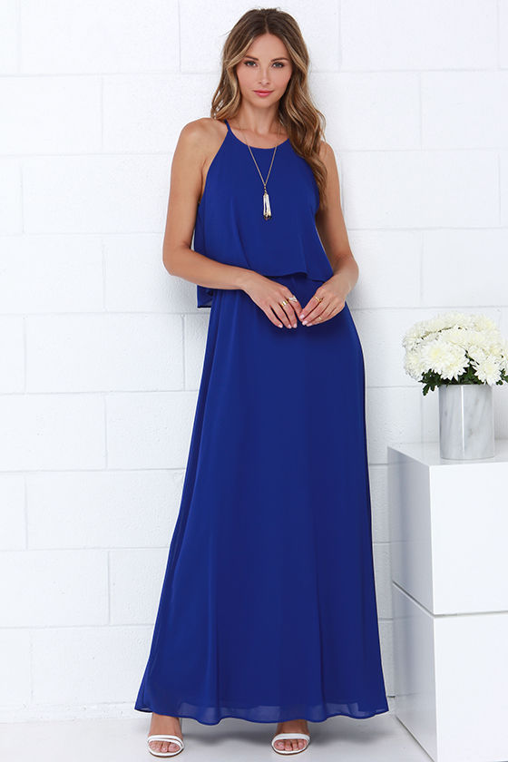 Royal blue maxi dress summer Outlet