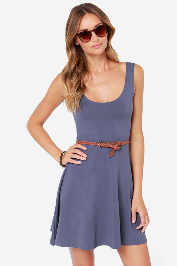 Cute Blue Dress - Denim Blue Dress - Skater Dress - $26.00 - Lulus