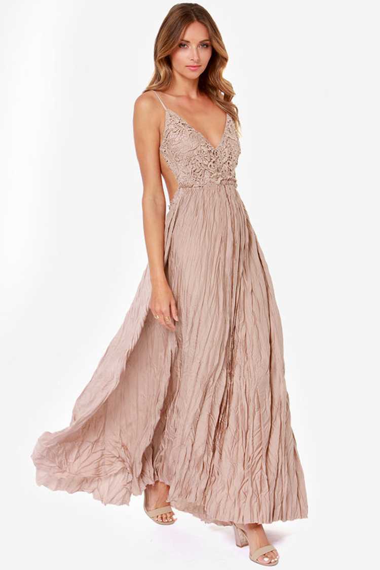 Pretty Taupe Dress - Crocheted Dress - Maxi Dress - $107.00 - Lulus