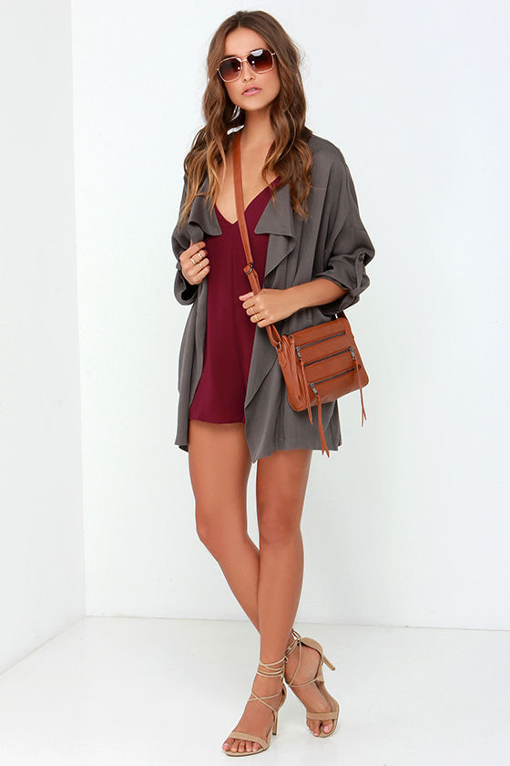 burgundy romper