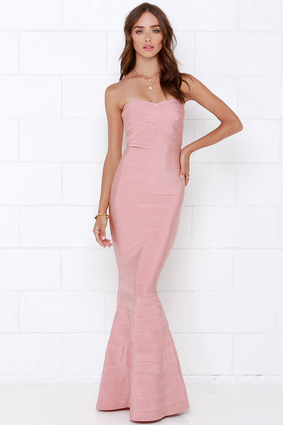 blush pink bandage dress
