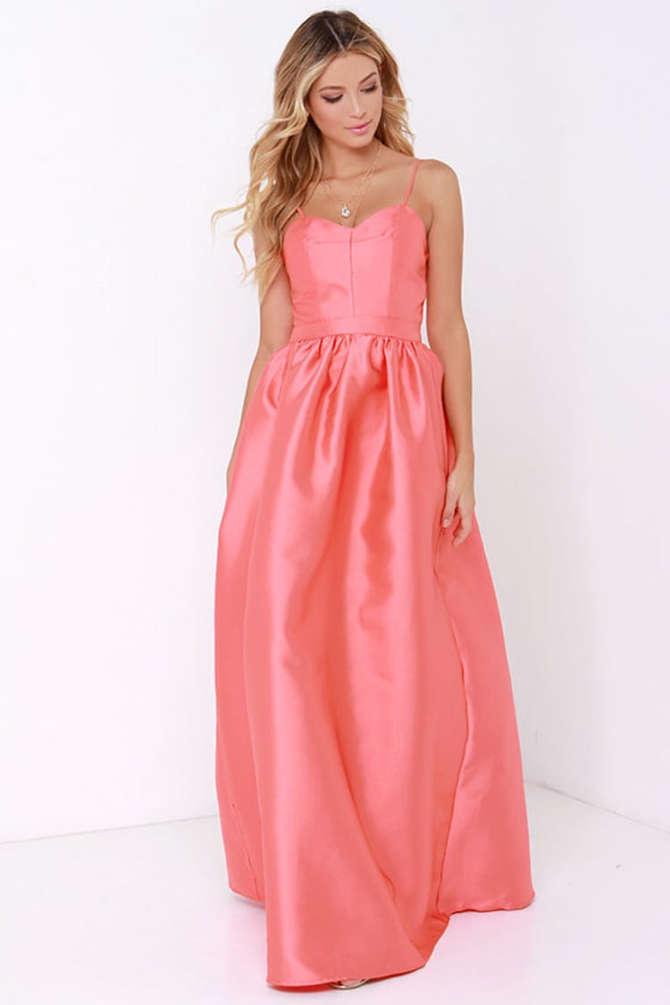 Coral Bridesmaid Maxi Dress