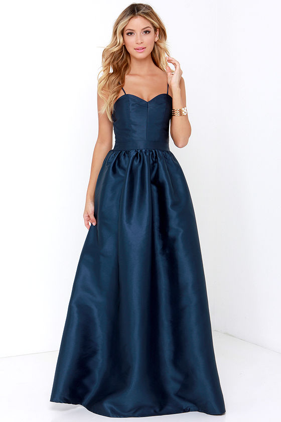 Navy Blue Gown - Maxi Dress - Navy Bridesmaid Dress - Navy Blue