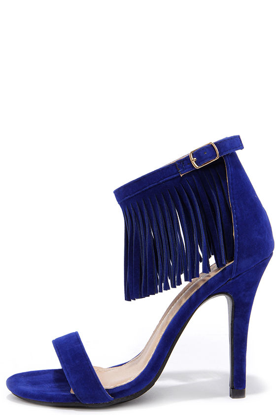 blue fringe heels