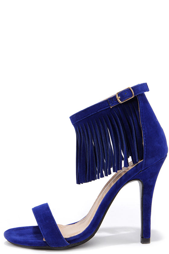Cute Blue Heels - Fringe Heels - Ankle Strap Heels - $31.00 - Lulus