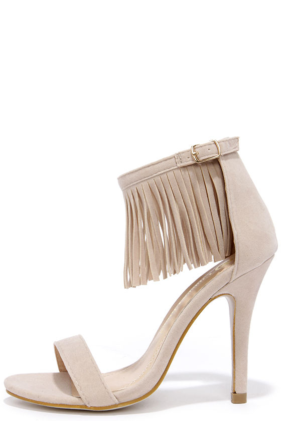 Nude sales fringe heels