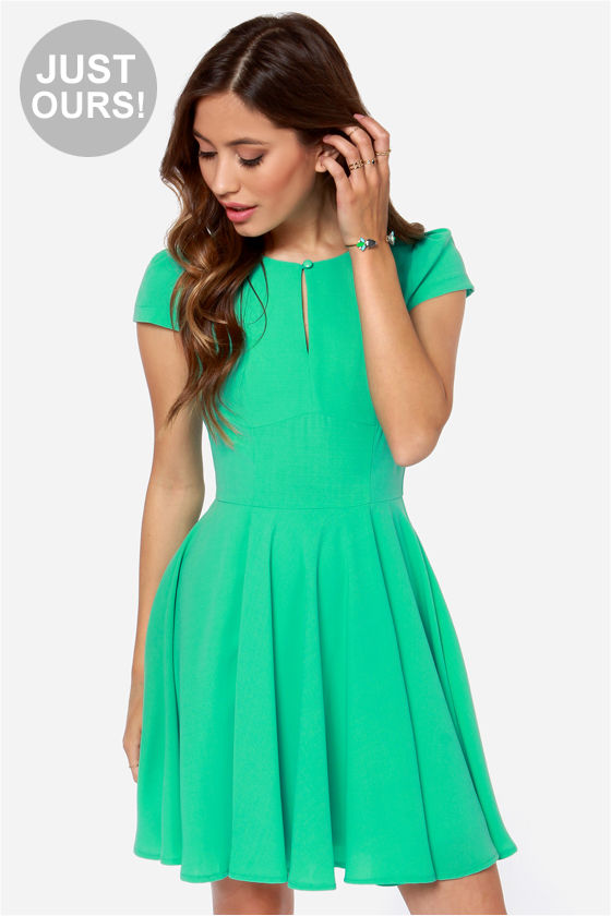 Cute Green Dress - Skater Dress - $47 - Lulus