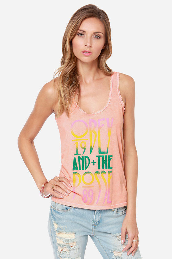 Obey Summer Gothic Top - Peach Top - Tank Top - $45 - Lulus
