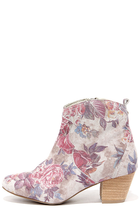 floral ankle boots