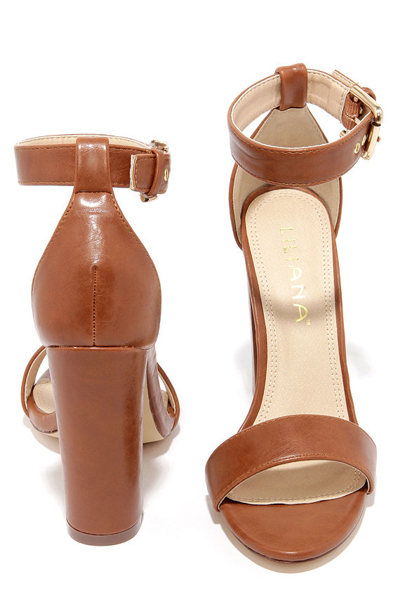 Cognac ankle cheap strap heels