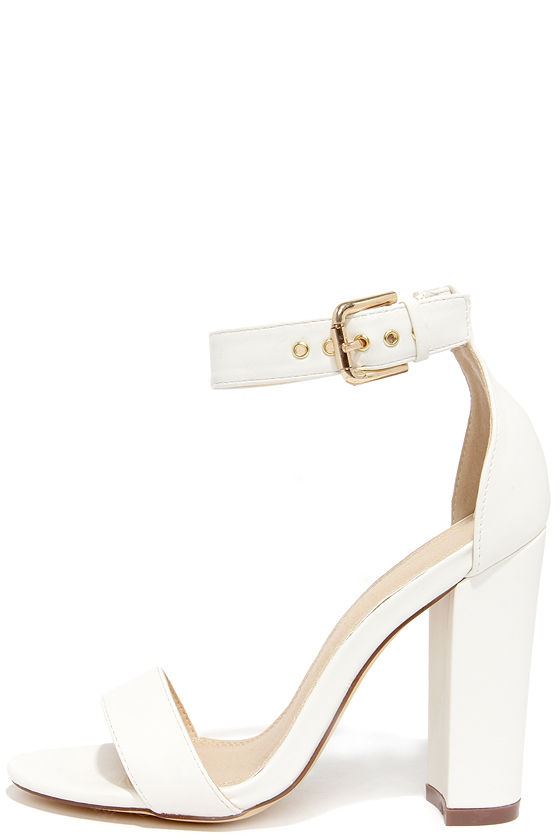 white one strap heels