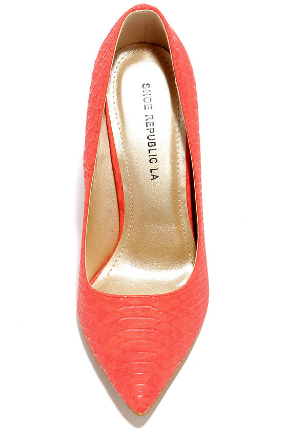coral pointed heels