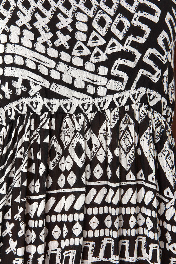 Cool Black Print Maxi Dress - Print Dress - Tribal Print Dress - $46.00