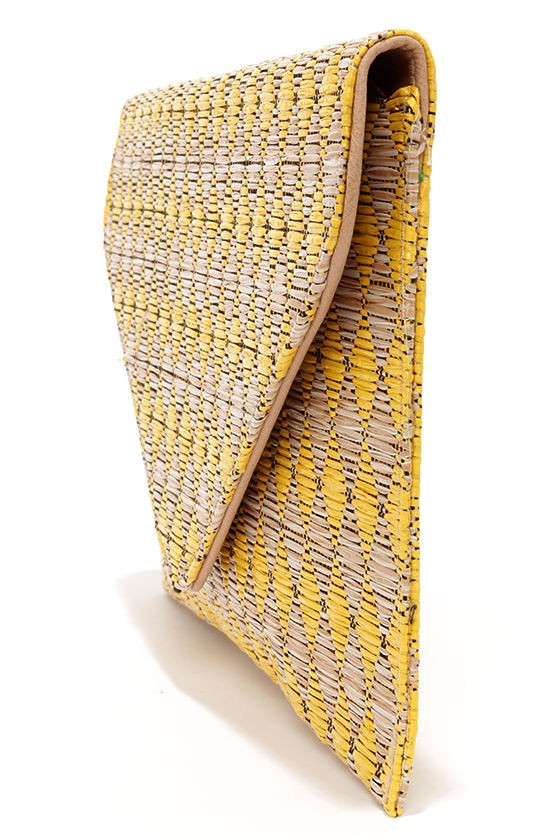 Cute Yellow Clutch Beige Clutch Woven Clutch 45.00