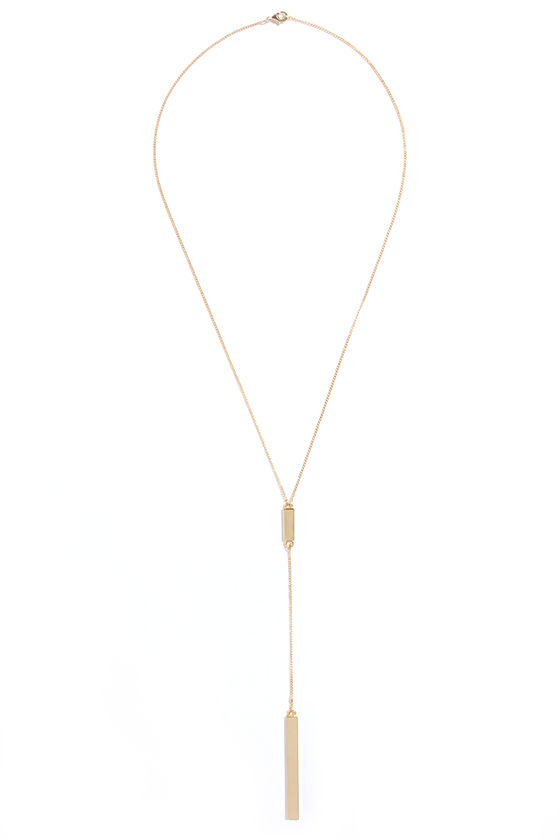 Pretty Gold Necklace - Pendant Necklace - Drop Chain - $18.00