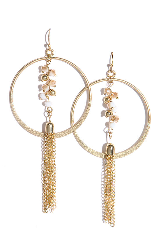 Cute Gold Earrings Beaded Earrings Tassel Earrings 13.00 Lulus