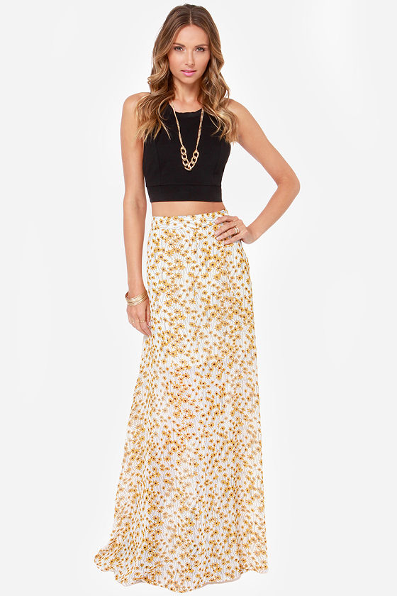 Daisy print shop maxi skirt