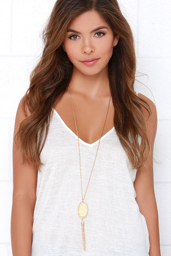 Cute Gold and Cream Necklace - Crystal Necklace - $18.00 - Lulus