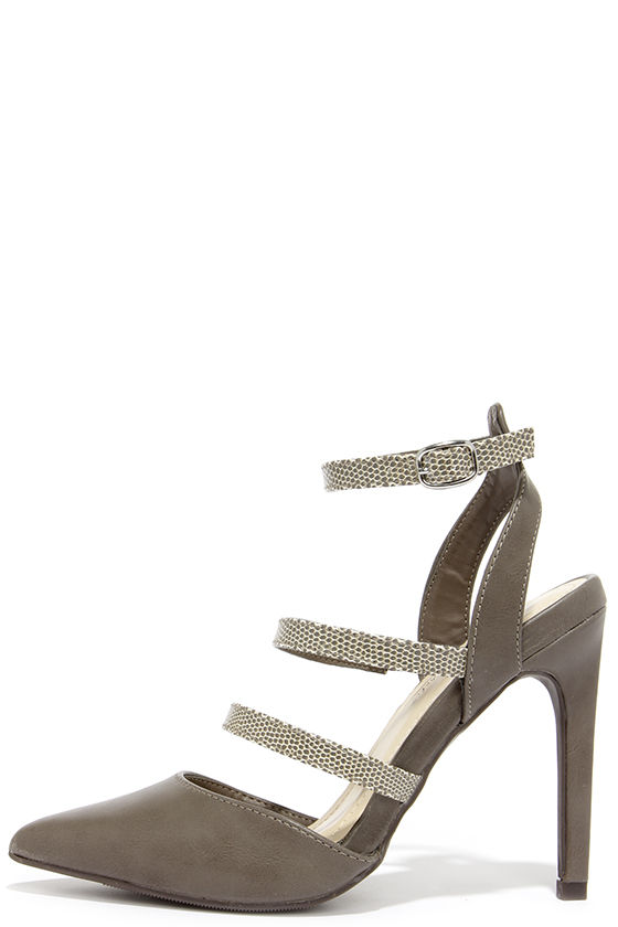 taupe pointed heels