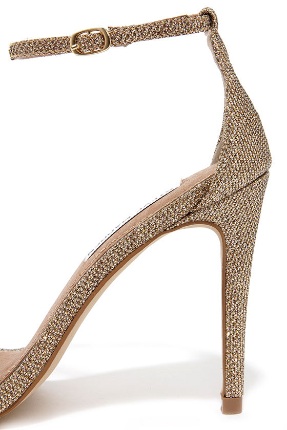 ankle strap gold heels
