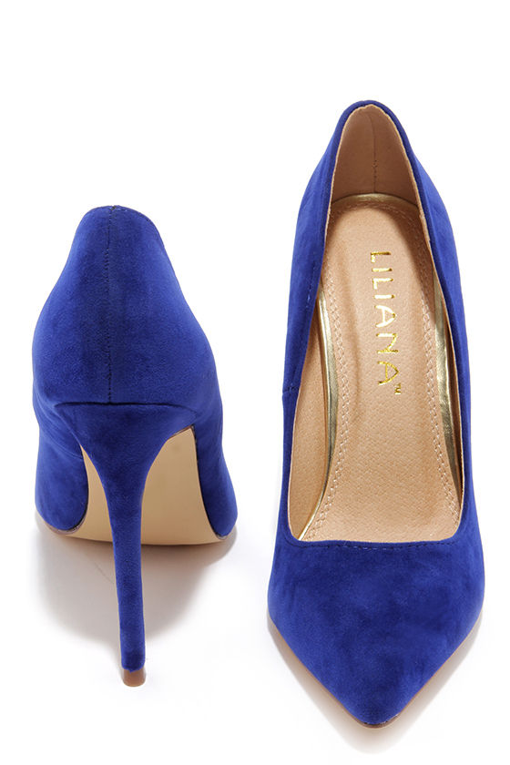 blue suede shoes heels