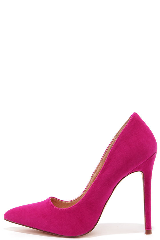 Pointed Pumps - Fuchsia Pink Heels 