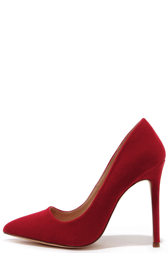 red pointed heels