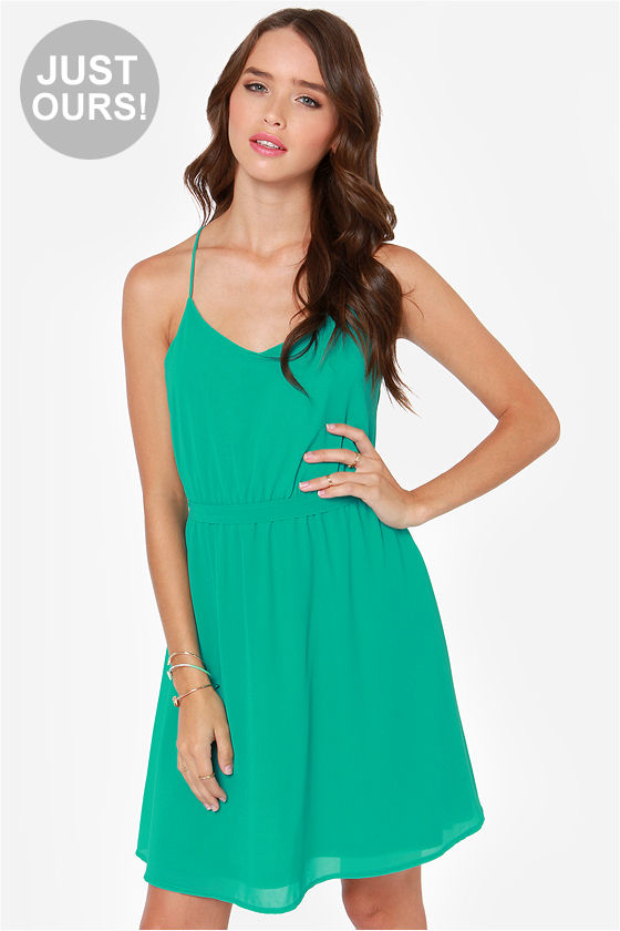 Pretty Green Dress Sleeveless Dress Racer Back Dress 37.00 Lulus