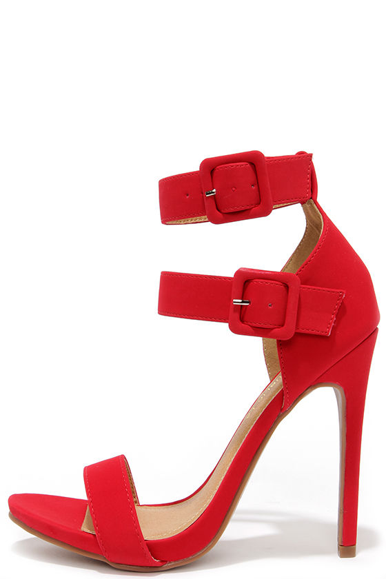 red ankle sandals